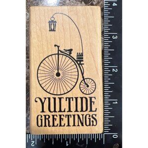 Yuletide Greetings Wood Mounted Rubber Stamp Inkadinkado 60-00696